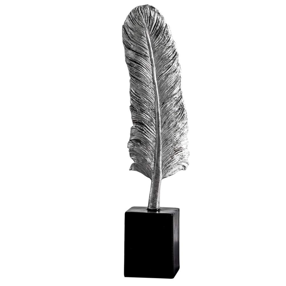 Statue de Plumes en résine argentée aux finitions soignées pour salon moderne