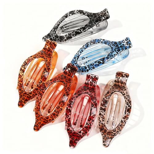 Hair Clip - 4-Inch Oval Claw Shaped with 6 Colorful Leopard Print