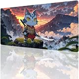 Tilt Tappetino Mouse XXL 90x40 cm | Antiscivolo Sottomano Scrivania | Impermeabile Tappetino Mouse Gaming | Accessori Scrivania Ufficio e PC | Tappetino Scrivania Grande (Furry Shogun)