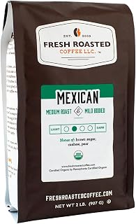 Fresh Roasted Coffee, Organic Mexican, Medium Roast, Kosher, Whole Bean, 32 oz (907 g)