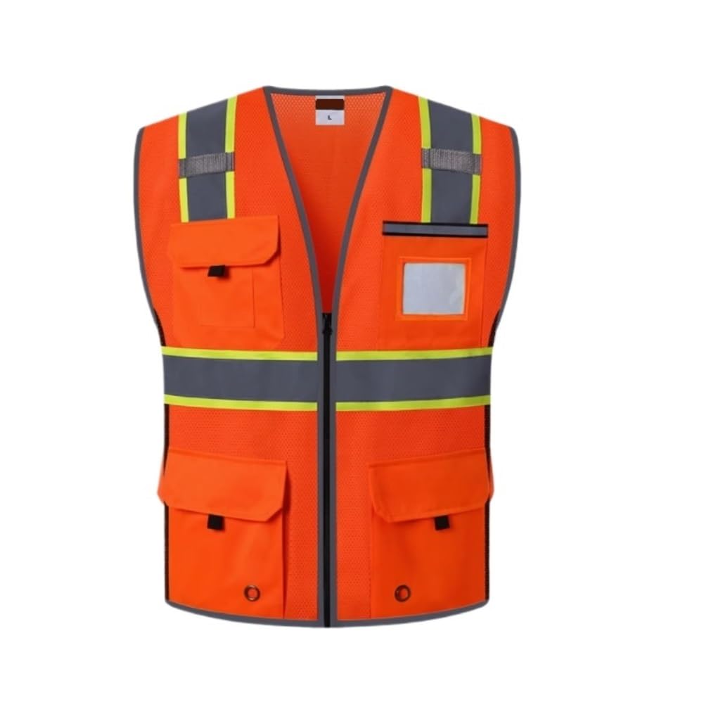 Chaleco Seguridad Chaleco Reflectante Transpirable Sitio De Construcción Ciclismo Tráfico Ropa Reflectante Seguridad(Oranje,XL)