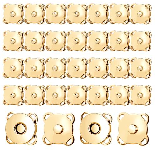 30 Sets Gold Plum Magnetic Snaps Buttons 14mm Magnetic Snaps Sewing Plum Buttons for Purses Handbags Clothes