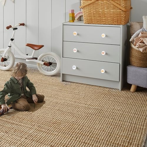 ADLEER Weiße Griffe aus Holz + Schrauben - weiße Schrankgriffe 3,4 cm - Kinderknöpfe und Griffe mit Tiermotiven, Kinderknöpfe für Schubladen, Schrank (Tiere)