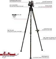 Vista 5 de BOG DeathGrip Aluminum Tripod with Durable Frame, Lightweight, Stable Design, Bubble Level, Adjustable Legs, Shooting Rest, and Hands-Free Operation