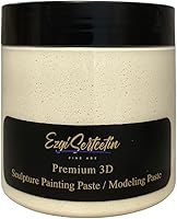 EzgiSertcetin 3D Sculpture Painting Paste - Ready-to-Use Texture Paste with Unique Metallic Neon Colors, 6oz Off White for Stencils & Art Relief
