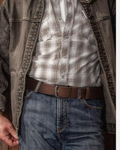 Image of CHAOREN Mens Belts Casual for Jeans - Full-Grain Leather, Durable Cowhide | Solid Buckle, Classic Style, Handmade, Daily Wear, Gift Box