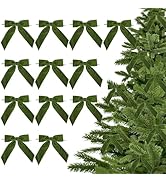 LiBongTa 3.5" Moss Green Pre Tied Bows Velvet Ribbon Bows, Valentines Gift Bows for Presents, Val...