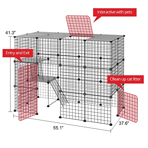 Eiiel Outdoor Cat House Enclosure Cat Cages Enclosure With Super Large Enter Door, Balcony Cat Playpen With Platforms,Diy Kennels Crate Large Exercise Place Ideal For 1-2 Cats #TOP3