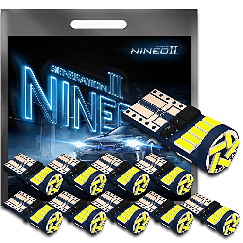 Nineo 10 Pcs 194 921 T10 Led Bulbs 15-Smd 4014 Chips Canbus 6000K White For Car Interior Door Dome Map Backup Reverse License Plate Courtesy Sidemarker Parking Trunk Glove Box Light #TOP24