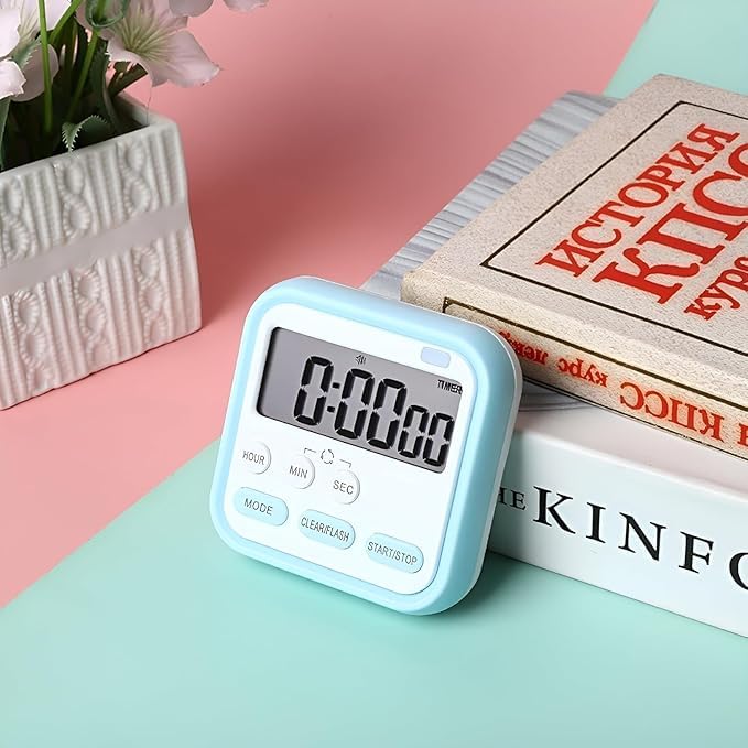 Image of Digital Kitchen Timer & Stopwatch with Large Display, Loud Alarm, Magnetic Back, Foldable Stand, Countdown /Count Up Timer for Cooking, Baking, Study, Exercise (Blue)