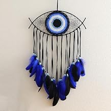 Evil Eye Dream Catcher with Light, Wall Hanging Decoration, Handmade Evil Eye Dream Catchers for Bedroom Home Room Decor, Ornament Craft Gift,Black