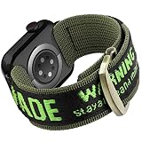 Bracelets Tressé Compatibles avec Apple Watch 42mm 44mm 45mm,Bracelet de Remplacement Nylon Sport pour Apple Watch SE/iWatch Series 7 6 5 4 3 2 1,avec Fermeture Auto-Agrippante,Hommes(Vert+Lumineux)