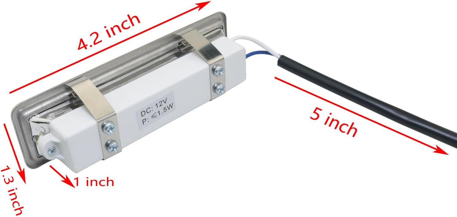 Cool White DC12v Hood Bulb Male with EL Socket, 120mm LED Kitchen Cooker Light 1.5W Rectangular Vent 20W Replacement