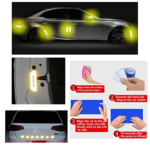 Lot de 20 Autocollants Réfléchissants,Stickers Réfléchissants pour Voiture,Sécurité Réfléchissant Auto-adhésives Autocollant Reflechissant pour Voiture/Vélo/Poussette/Casque/Moto - Image 5