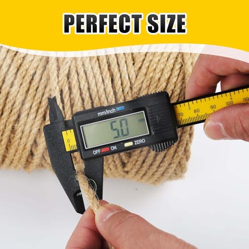 Image of Natural Jute Twine, 5MM x 328FT Jute Rope Roll, Heavy Duty Thick Twine for Cat Scratching Post, Bundling, Gardening and DIY Crafts