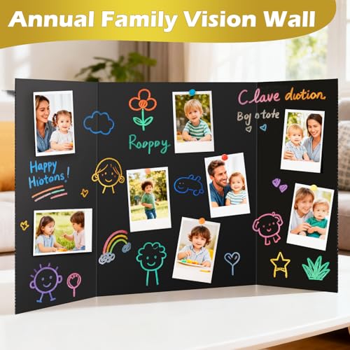 Image of Trifold Poster Board,24 Pack 24 inch x 16 inch Black Corrugated Poster Boards,Display Board,Perfect for School Projects, Science Fairs, Event Displays, and Business Presentations