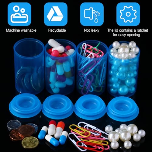 Image of 30 Pack Plastic Film Canisters Holder with Lids 35mm Empty Camera Reel Containers Blue Small Storage Bottles for Pills Beads Coins Vitamins Art Supplies Science Experiments Classroom Craft Projects