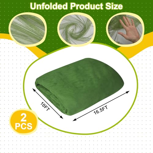 succulentlovers 2PCS Mosquito Netting for Patio - 10 x 16.5 Ft Garden Insect Netting Green Mosquito Net Porch Screen Mesh Patio Netting for Apartment Balcony Protecting Vegetables Fruit Trees Plants - Thumbnail 3