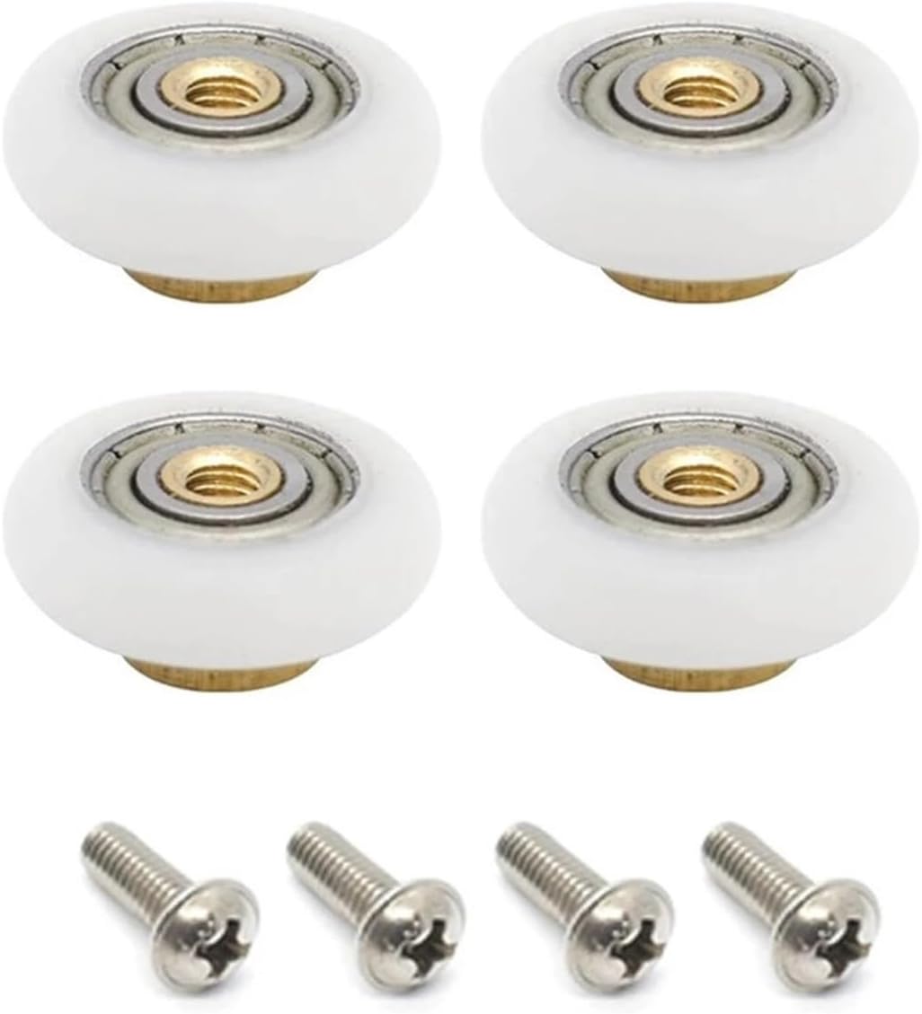 SBTRKT 4pcs Shower Room Pulley Bathroom Sliding Glass Door Wheels Nylon Copper Roller for Bathroom Fixture Hardware Upper Bottom (Color : 23mm)