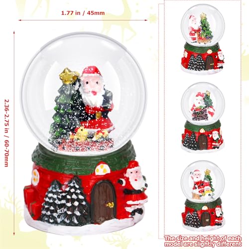 Suclain 4 Pcs 1.8 Inch Christmas Snow Globe Santa Claus Water Snow Globe Winter Snow Globe Lightweight Christmas Decorations Gift Red Green Christmas Tree Crystal Balls for Home Desk Decor