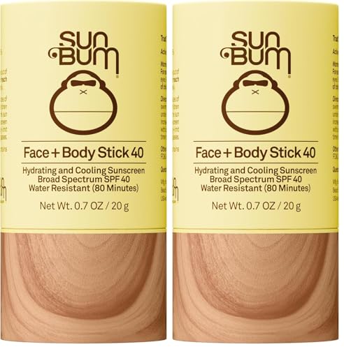 Image of Sun Bum Original SPF 40 Face and Body Sunscreen Stick - Water resistant Broad Spectrum Facial Sunscreen-Hawaii 104 Act Compliant (Made Without Octinoxate & Oxybenzone)-Travel Size-0.7 oz,(Pack of 2)
