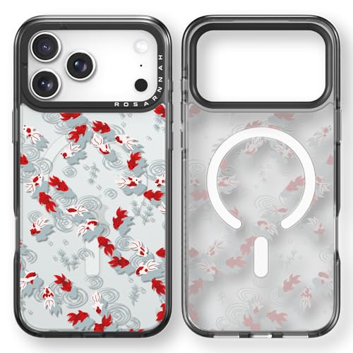 Coque iPhone 17 Pro poisson rouge Rosarnnah noire de 6,3 pouces compatible avec MagSafe
