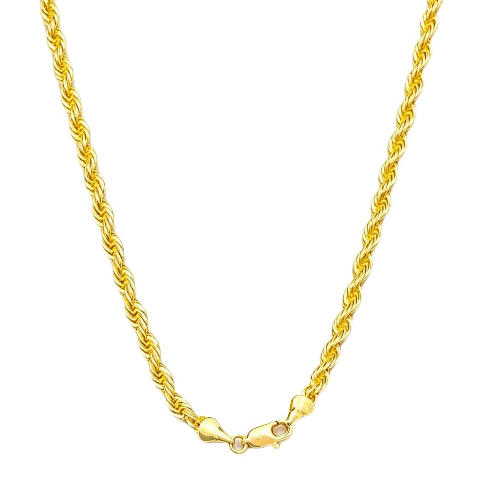 14K Solid Yellow Gold Rope Chain Necklace