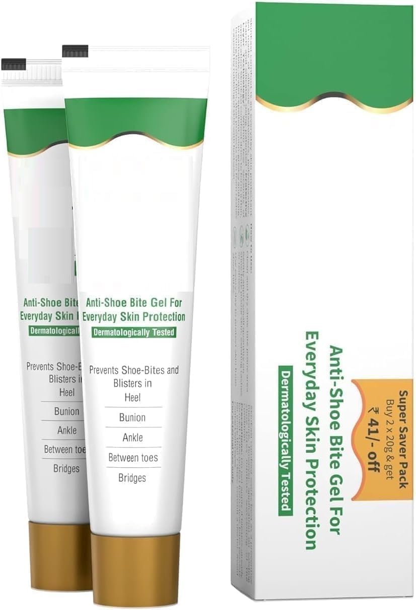 LC Comfoot Anti Shoe-Bite Gel Dermatologically Tested It Prevents Shoe Bites for Heels, Ankles Bridges, Between The Tones Bunions Pack of 2-40gm (20gm Each)