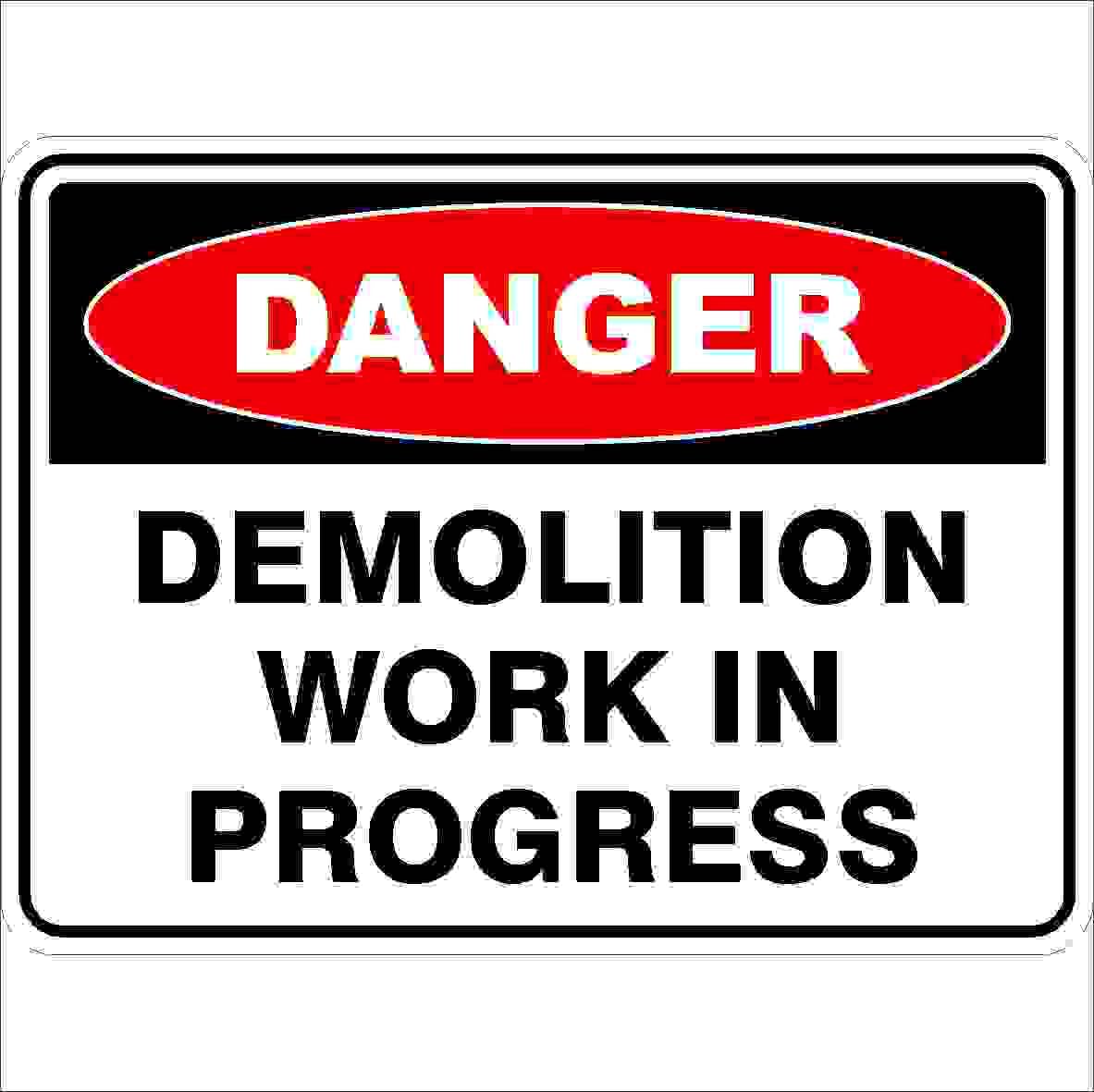 Demolition Work In Progress Danger Signs Metal Tin Sign 8 x 12 inch for Industrial & Commercial