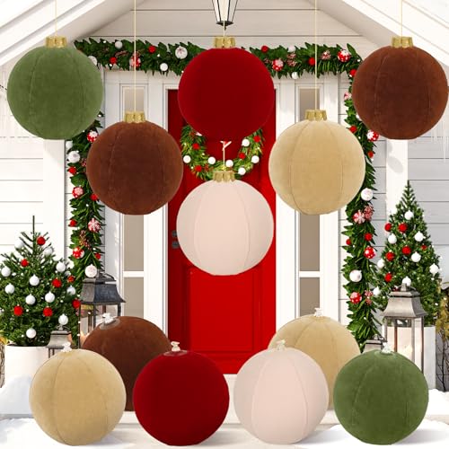 JarThenaAMCS 15Pcs 11 Inch Velvet Christmas Inflatable Balls Ornament Flocked