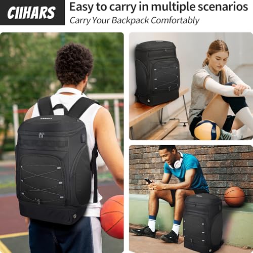 image for Ciihars Basketball Bag Backpack Large Sports Bag with Separate Ball ho