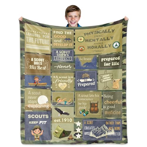 LekinGift Scout Gift, Eagle-Scout Gifts, Girl Boy Scout Gifts, Scout's Throw Blanket Gift for Boys and Girls 60"x50", Thanksgiving for Scout-Lovers