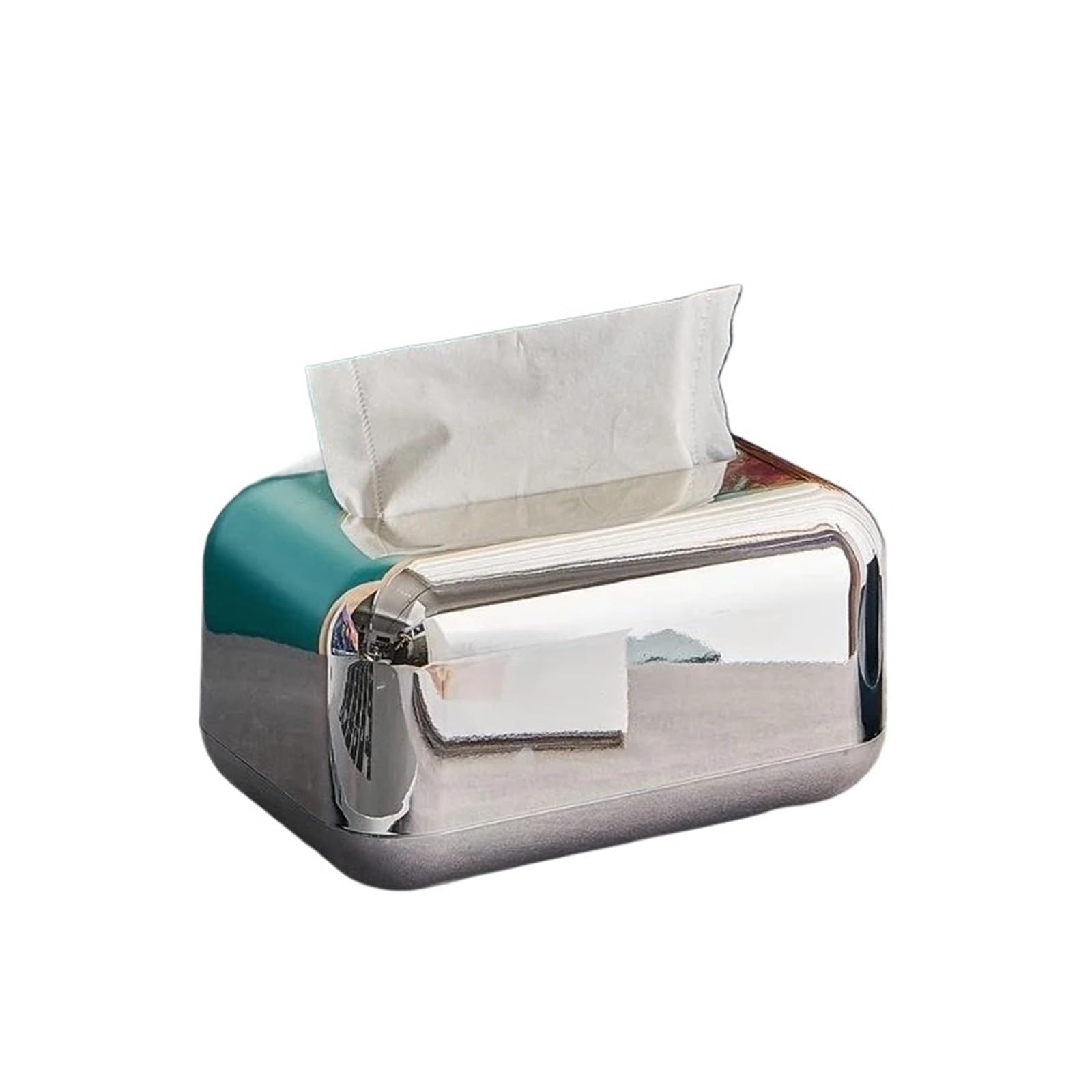 Tissue Box Tissue Boxes Storage Napkin Holder Paper Case Organizer Ornament Craft Desktop Tissue Holder Kitchen Tissue Box(Silver)