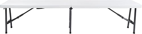 Miniatura 6 de BISupply Asiento de banco plegable de 6 pies, banco blanco portátil de plástico para exteriores, para jardín de fútbol, jardín y campamento
