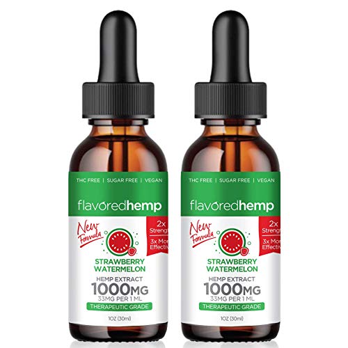 (2-Pack) Hemp Oil - 1000 MG - Strawberry Watermelon Flavor - 100% Organic Hemp Extract Drops - Natural Pain Stress Anxiety Relief & Improves Overall Health - Grown & Made in The USA (2-Pack) Hemp Oil - 1000 MG - Strawberry Watermelon Flavor - 100% Organic Hemp Extract Drops - Natural Pain Stress Anxiety Relief & Improves Overall Health - Grown & Made in The USA