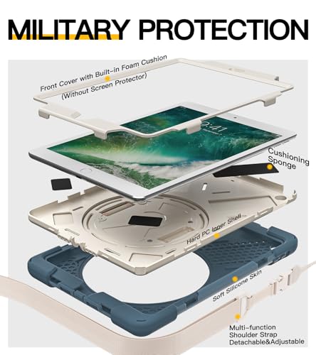Coque iPad 6e génération antichoc étui rigide béquille bleuet - 6