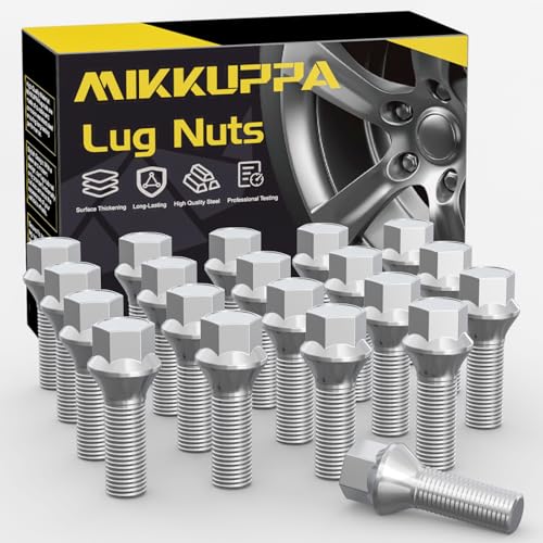 20 Stück MIKKUPPA Radschrauben Radbolzen M12x1,5 - Schaftlänge: 26mm,Kegelbund 60°, Schlüsselweite :17mm (Chrome Silber)