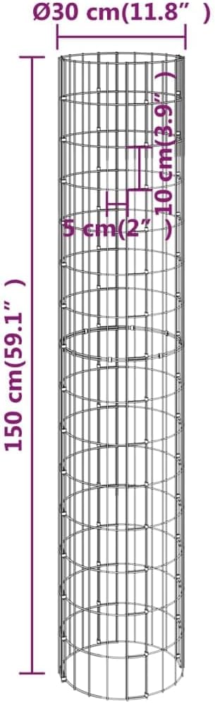 Silver Galvanized Steel Circular Gabion Raised Garden Bed 11.8x11.8x78.7 in, Rust-Resistant Outdoor Planter Box for Flowers & Herbs, Modern Industrial Design for Patio, Yard & Landscape