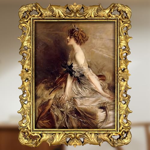 Image of Gold 11x14 Picture Frame Vintage Picture Frames Ornate Baroque | Real Glass, Wall Hanging, Fits 11x14 or Matted to 8x10 Photo