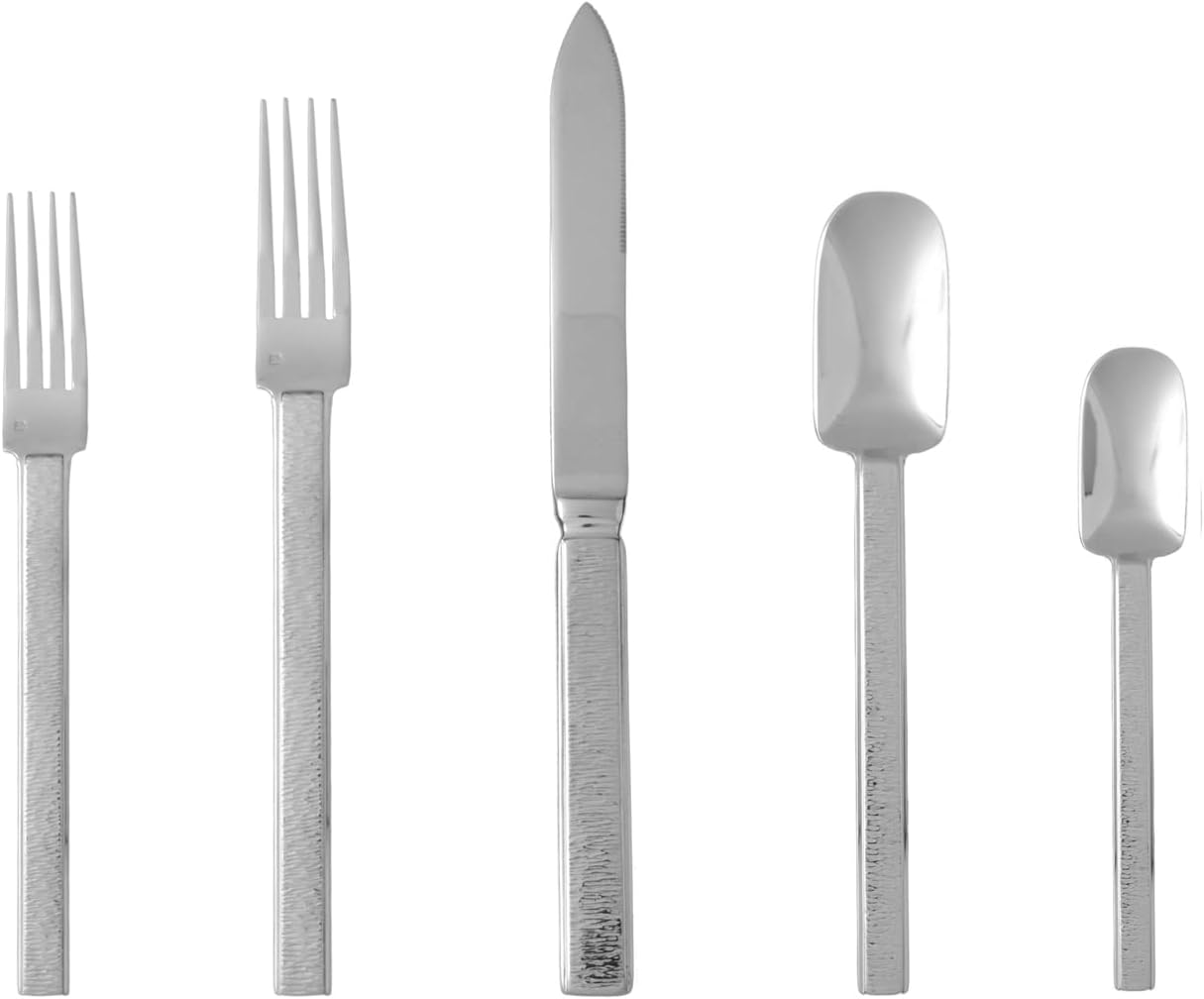 Fortessa Acqua 18/10 Stainless Steel Flatware, 5 Piece Place Setting, Service for 1