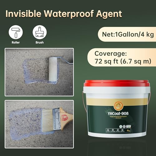 Image of 1 Gallon Transparent Waterproof Coating, Clear Acrylic Sealant Invisible Adhesive Leak Repair Agent for Concrete, Wall, Wood, Brick, Stone, Water-Based Outdoor & Indoor Sealer 4KG