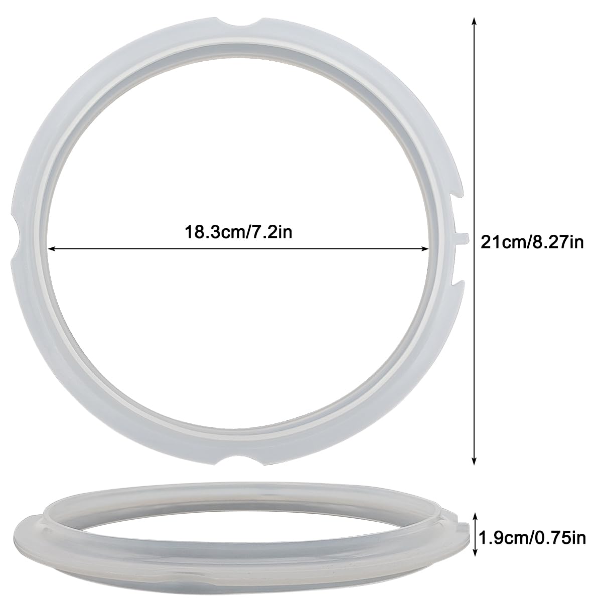 CKANDAY Sealing Ring for Pot Mini 3 Qt, 2 Count, Inner Pot Seal Ring, Replacement Silicone Gasket Seal Rings for 3 Quart Electric Pressure Cooker Accessories Parts, Clear