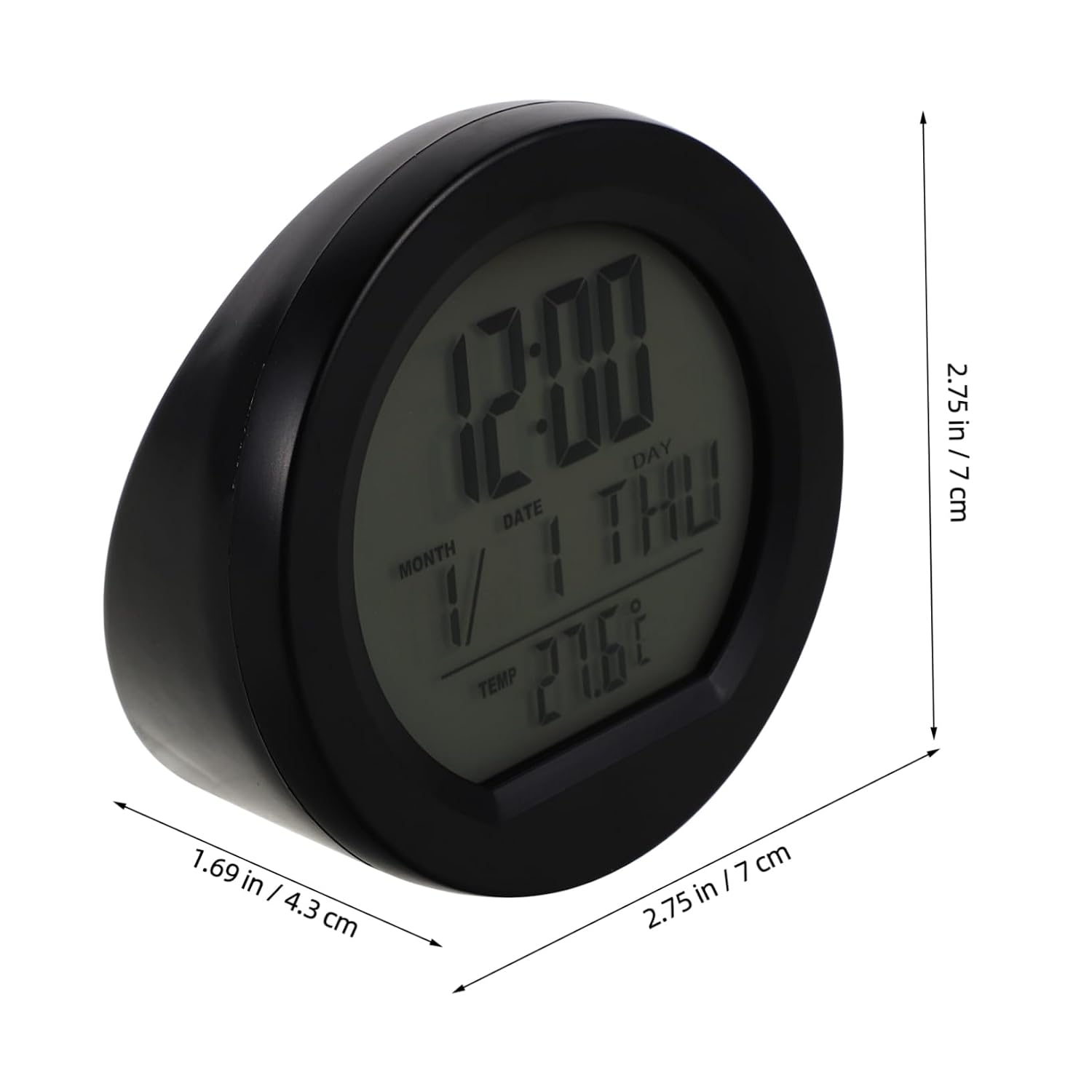 GLEAVI Car Clock: Car Clock Solar Charging Real-time Temperature Monitoring Date - Time Date Display Thermometer for Vehicles Dashboard