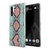 BURGA Hülle Kompatibel mit Huawei P30 PRO - Handy Huelle Mint Green Snake Skin Pattern Serpent Savage Wild Blau Schlange Minze Dünn Robuste Rückschale aus Kunststoff Handyhülle Schutz Case Cover