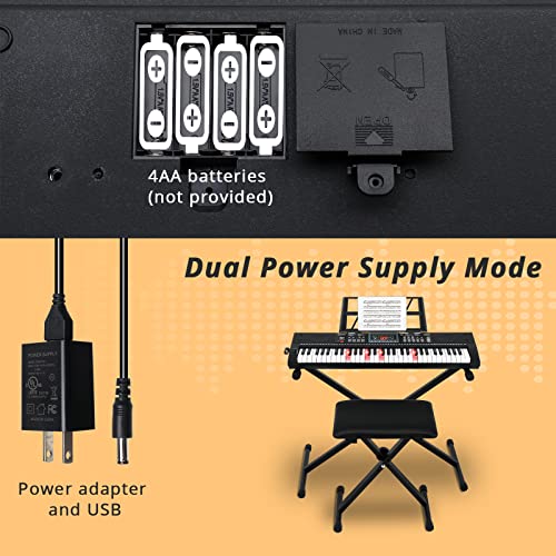 Glarry 61 Keys Full Size Electric Keyboard Piano Set For Beginners Kids Portable Music Keyboard Baby Christmas Gifts With Piano Bench, Piano Stand, Music Stand, Microphone, Power Supply, Headphone #TOP7