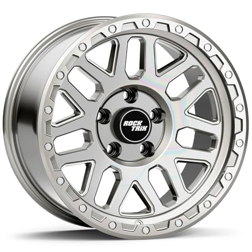 RockTrix RT110 17 inch Wheel Compatible with Jeep Wrangler JK JL 17x9 5x5 Wheels (-12mm Offset,...