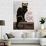 2. Kein Rahmen LGNHD Chat Noir Leinwand Poster Kunst Poster Poster Tuch Stoff Wand Poster Print Silk Fabric Print 40x60cm