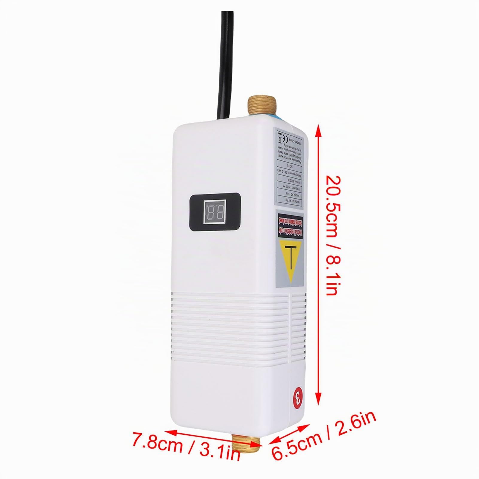 Eujgoov XY FC 3000W Calentador de Agua Eléctrico Instantáneamente con Salida de Entrada de Latón, Cuerpo de Acero Inoxidable, Adecuado para Cocinas, (EU enchufe 220V)
