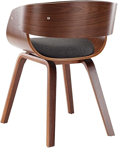 Miniatura 5 de Ergonomic Dining Chair, Grey Polyester & Dark Brown Bentwood, Modern Kitchen Seating, Stylish Accent for Dining Room