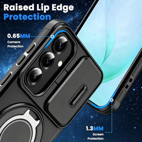 Image of ZORBES Compatible with Galaxy S26 Plus, S26 Plus Case with Military Grade Shockproof Rugged, Magnetic Desk Ring Anti-Scratch PC Phone Case with TPU Bumper, Sliding Lens Guards